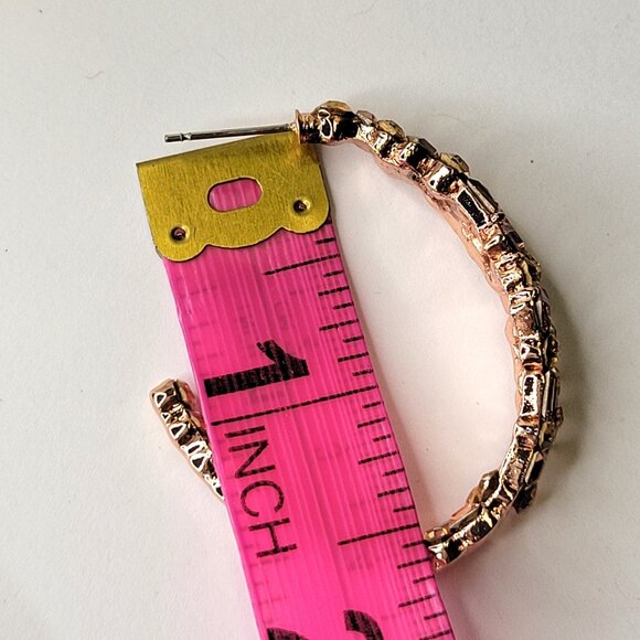 Rose Gold Crystal Half Hoop Earrings - Picture 7 of 12